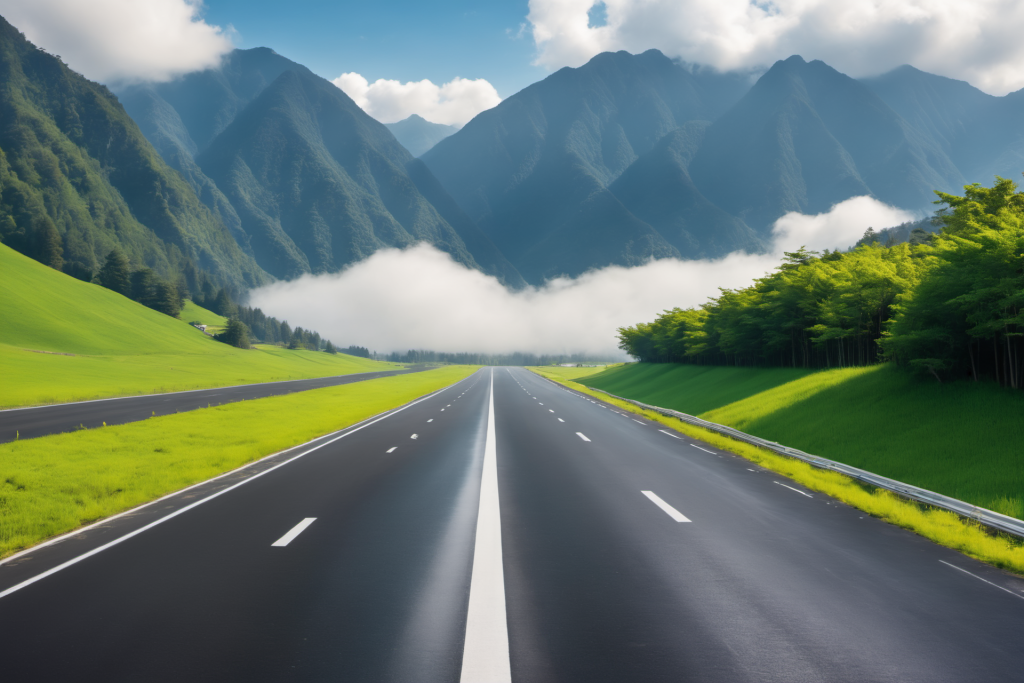 柏油路蓝天白云高速公路摄影图