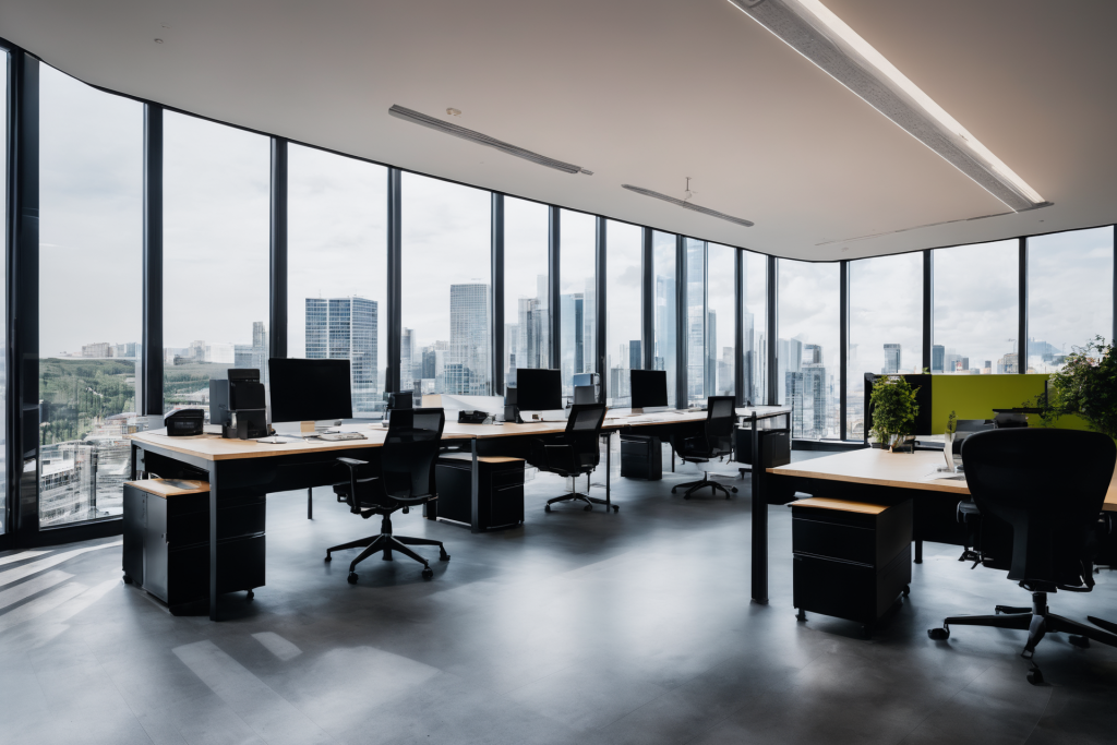 企业装修办公室室内设计效果图摄影图