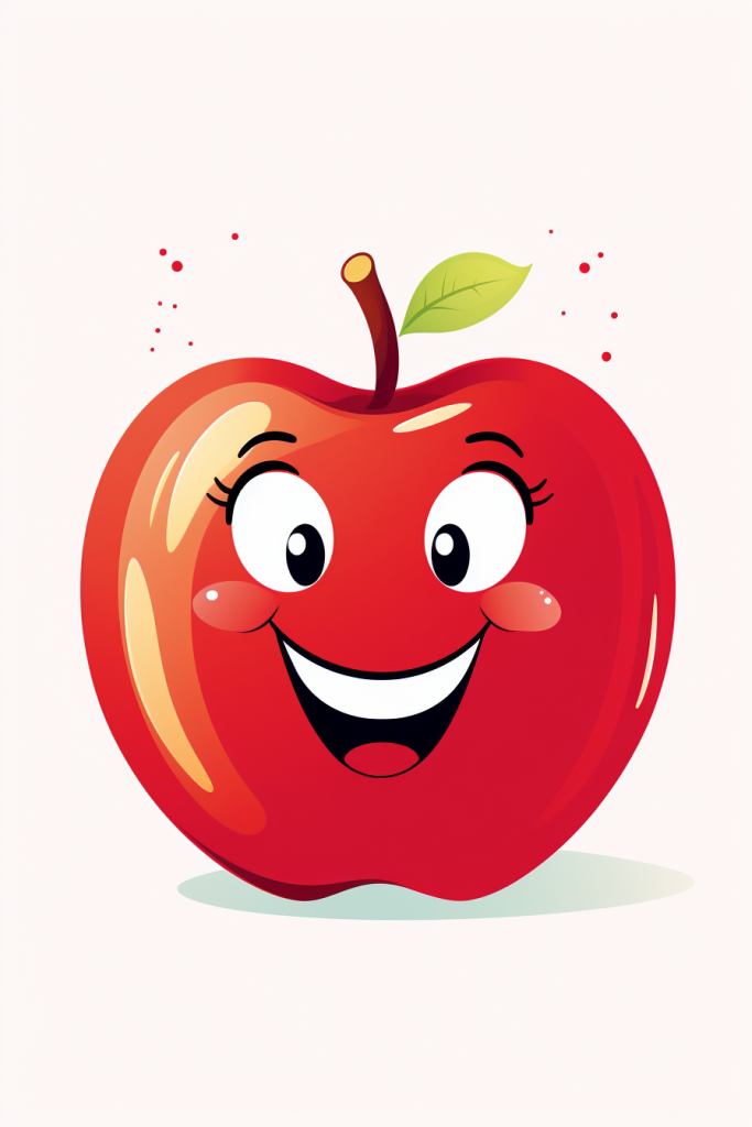 鲜果卡通苹果水果插画