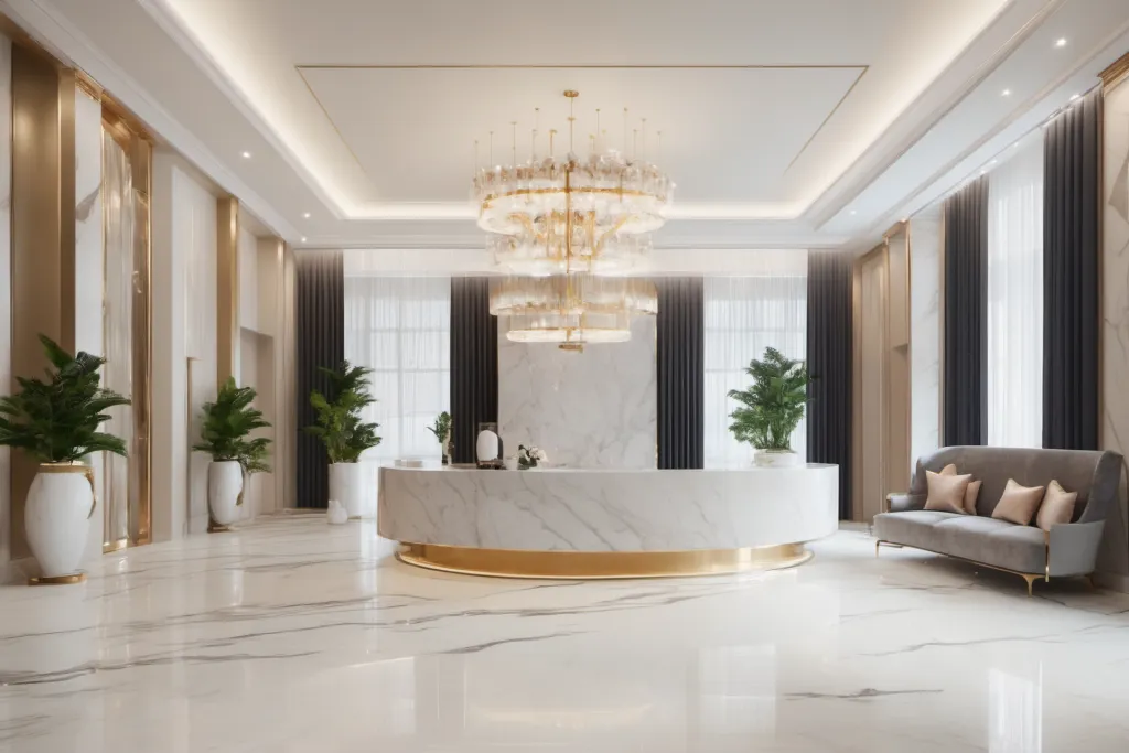 豪华酒店大堂室内设计效果图摄影图
