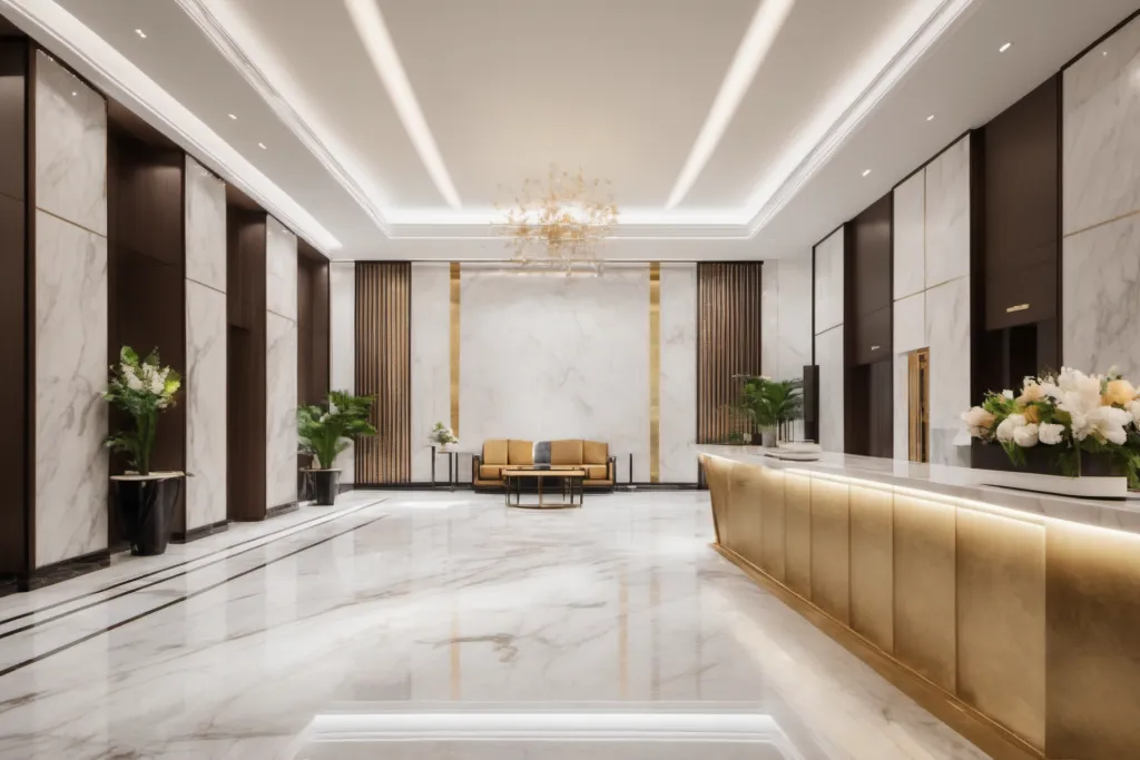 豪华酒店大堂室内设计效果图摄影图