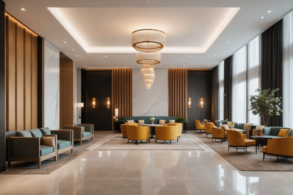 商务酒店大堂室内设计效果图摄影图