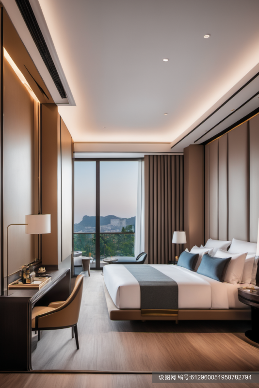 家居设计酒店客房室内设计效果图摄影图png下载_编号612960051958782794-设图网