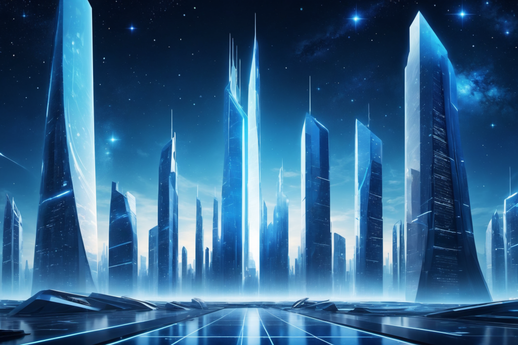 科幻都市未来感脉冲波科技背景图