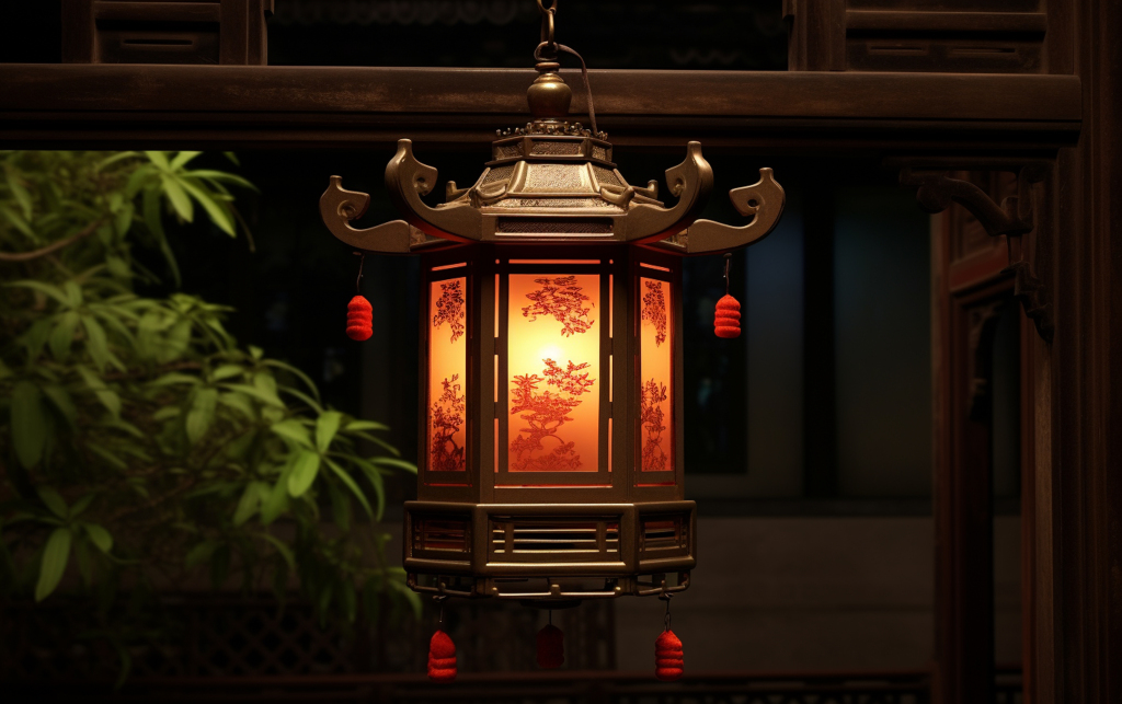 中国风镂空节日灯笼元素图片