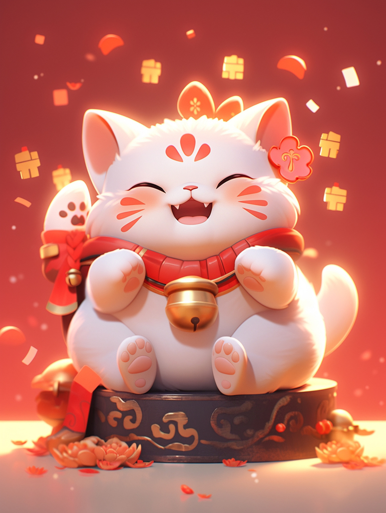 可爱喜庆3d招财猫元素图片
