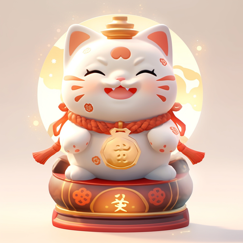 可爱喜庆3d招财猫元素图片