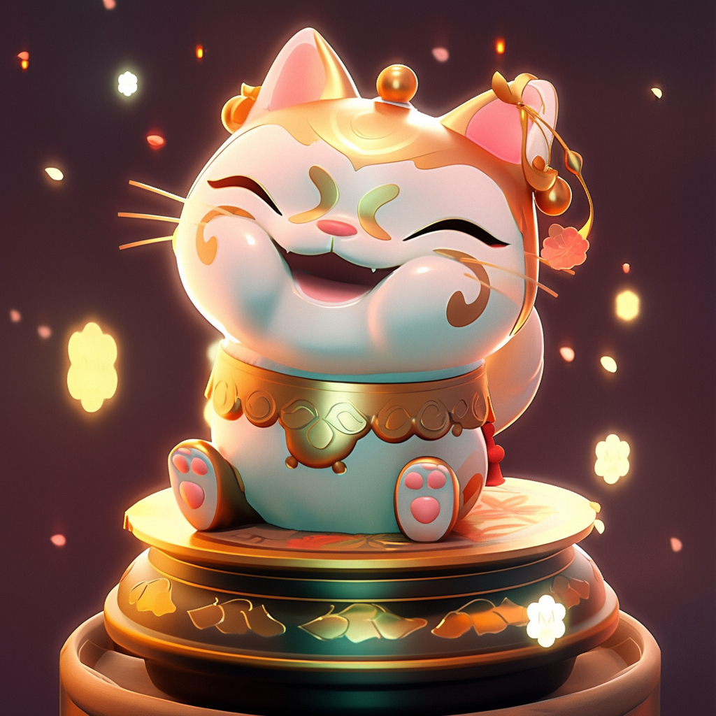 可爱喜庆招财猫3d招财猫元素