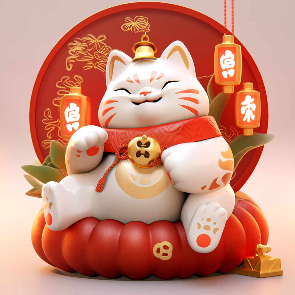 可爱喜庆招财猫3d招财猫元素