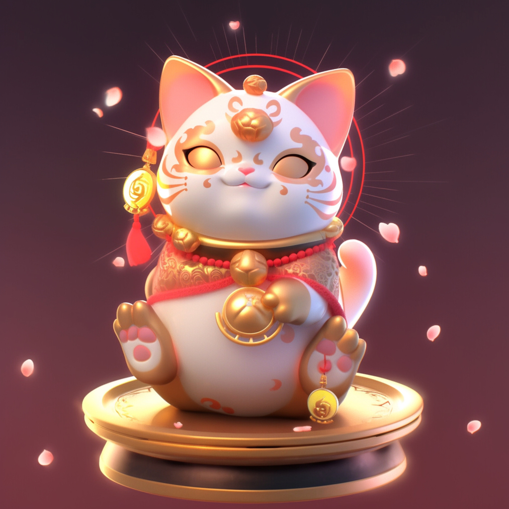 可爱喜庆招财猫3d招财猫元素
