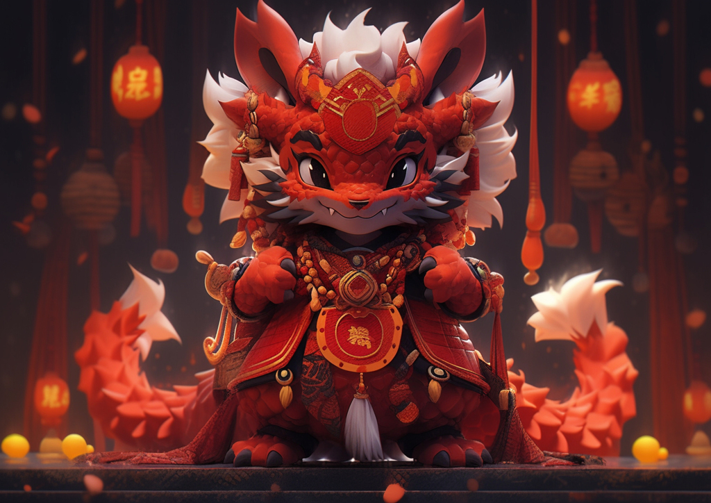 新年3d立体中国龙元素图片素材