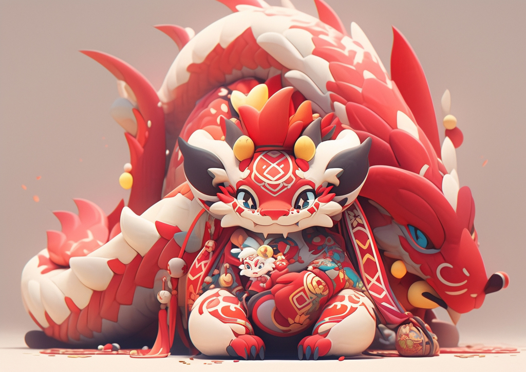 3d立体2024新年春节中国龙素材图片