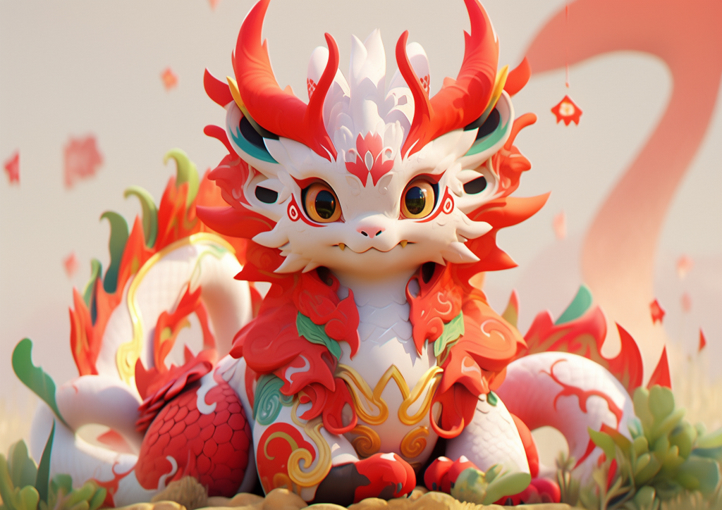 3d立体2024新年春节中国龙素材图片
