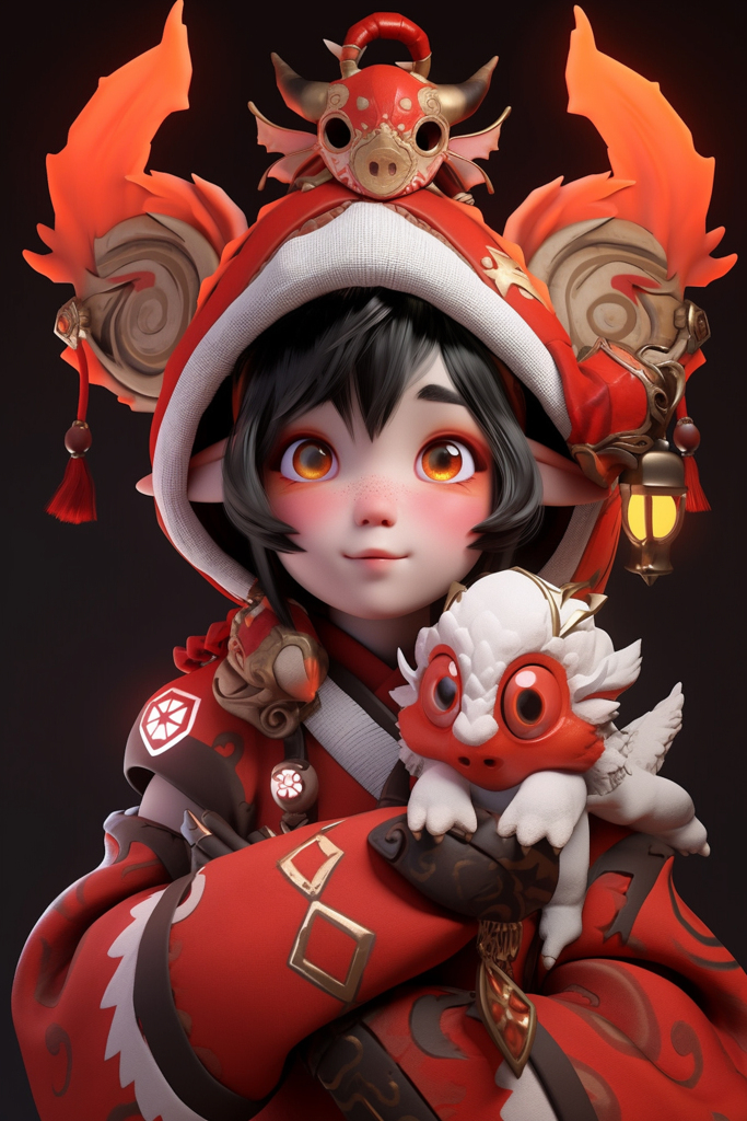 红色可爱龙宝宝元素图片