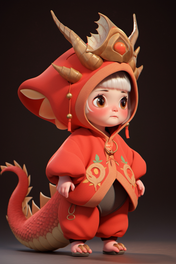 红色可爱龙宝宝元素图片