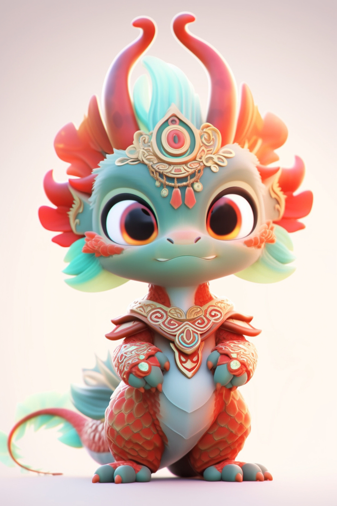 红色3d2024卡通龙中国风龙年元素图片