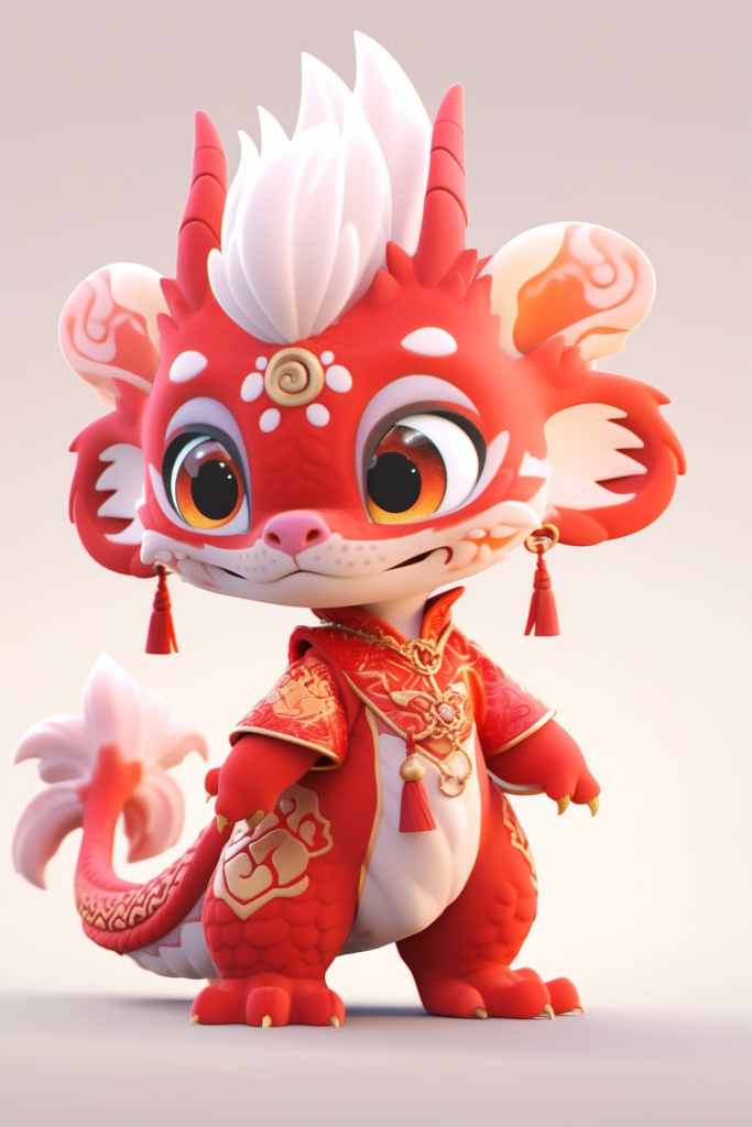 红色3d立体喜庆卡通龙中国龙元素图片