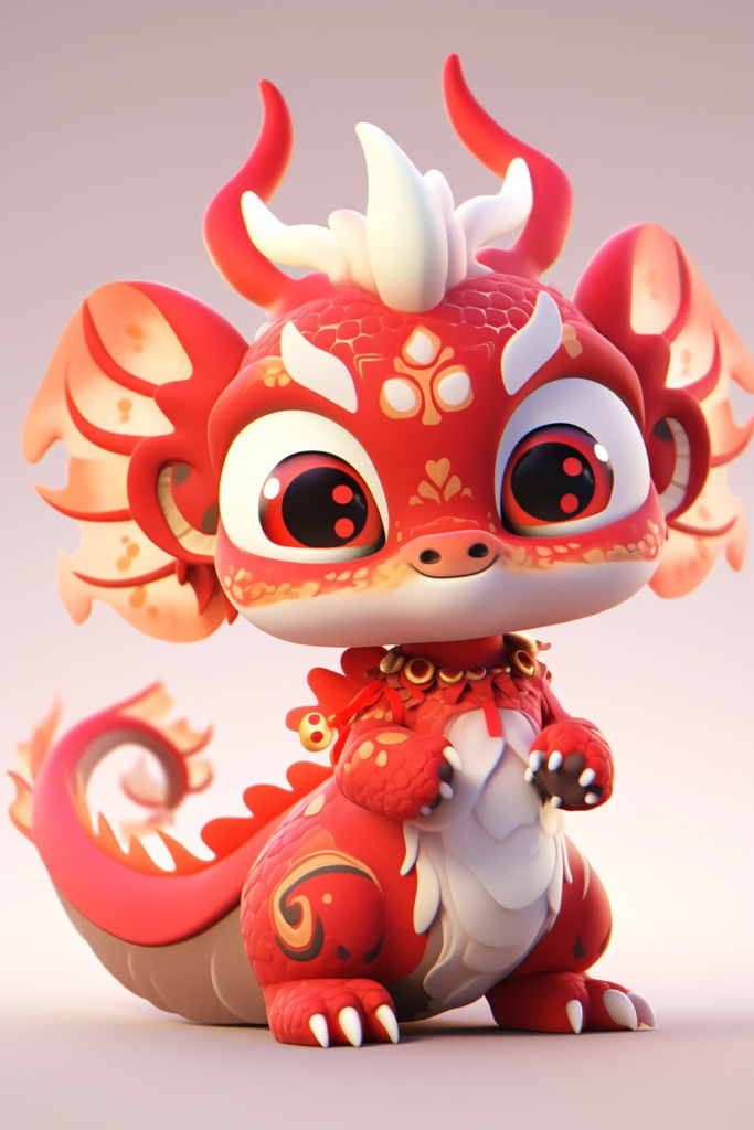 红色3d立体喜庆卡通龙中国龙元素图片