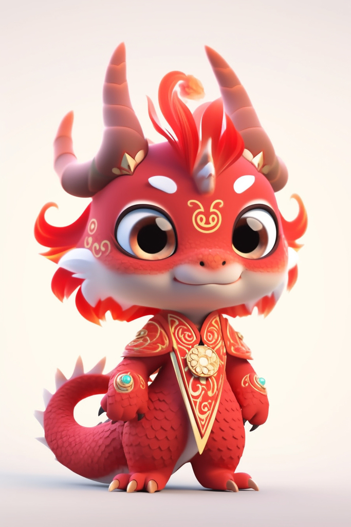 红色3d立体喜庆卡通龙中国龙元素图片