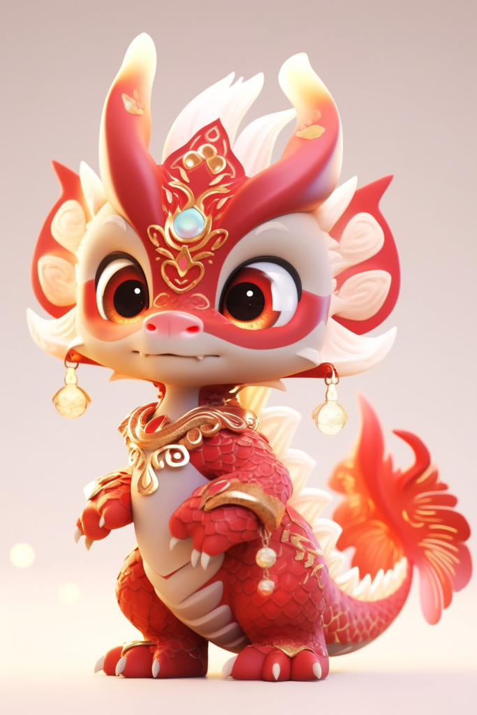 红色3d立体喜庆卡通龙中国龙元素图片