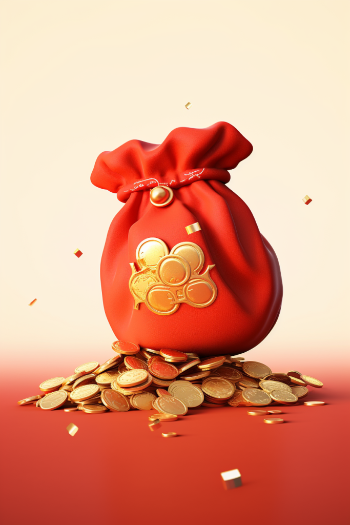 红金C4D新年喜庆福袋金币模型