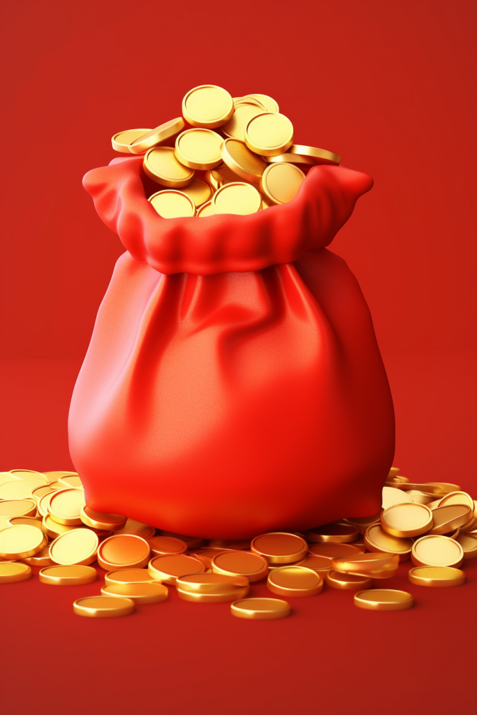 红金C4D新年喜庆福袋金币模型