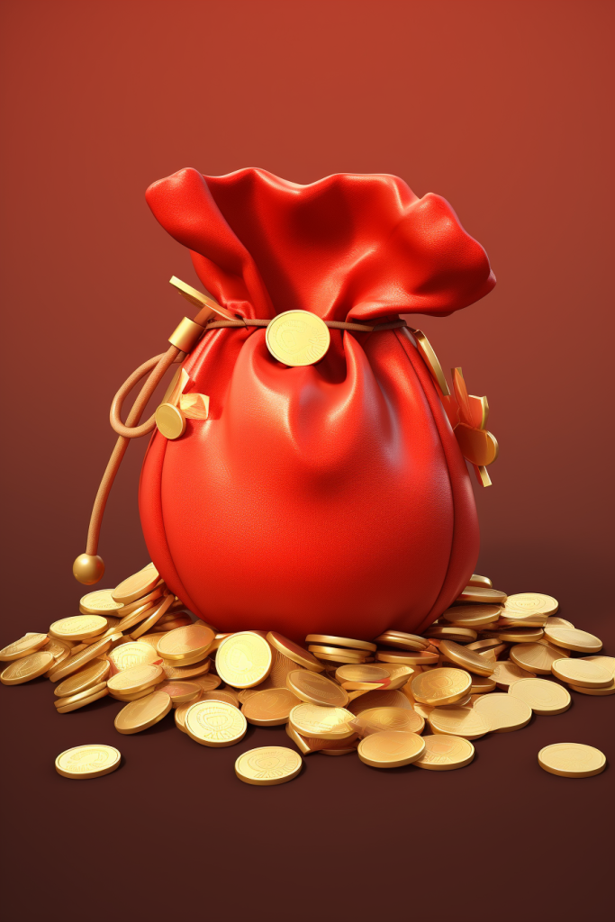 红金C4D新年喜庆福袋金币模型
