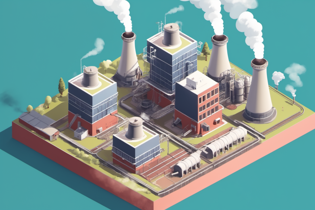 生产厂区发电厂工业工厂立体新能源场景插画