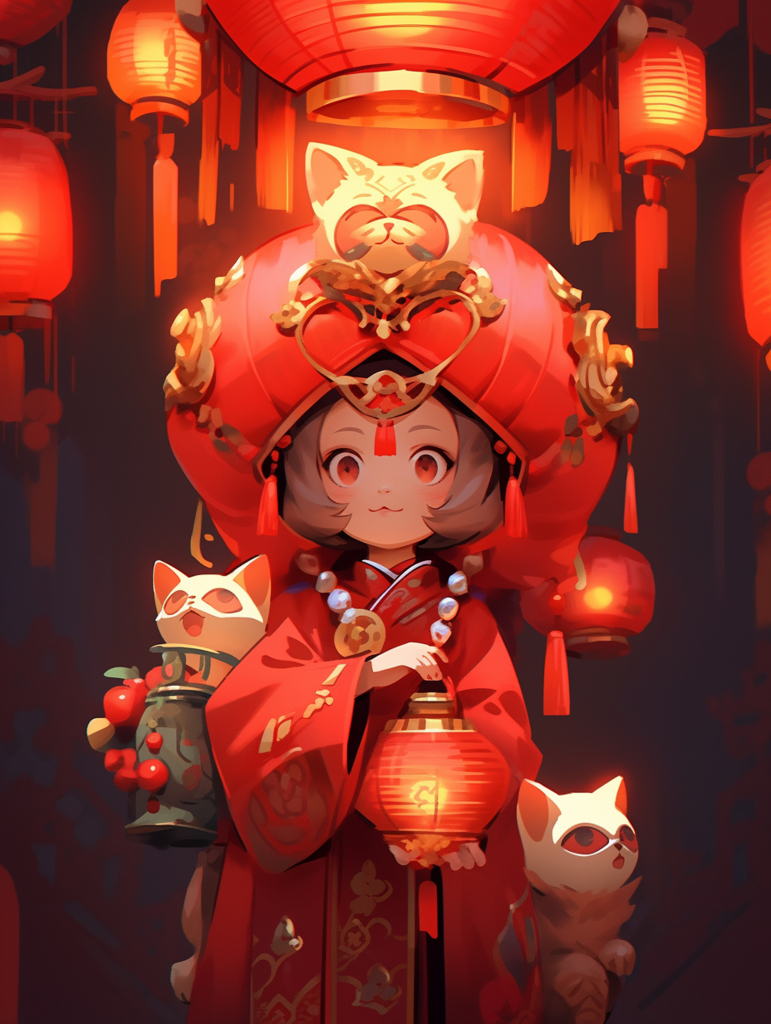 可爱喜庆3d招财猫元素