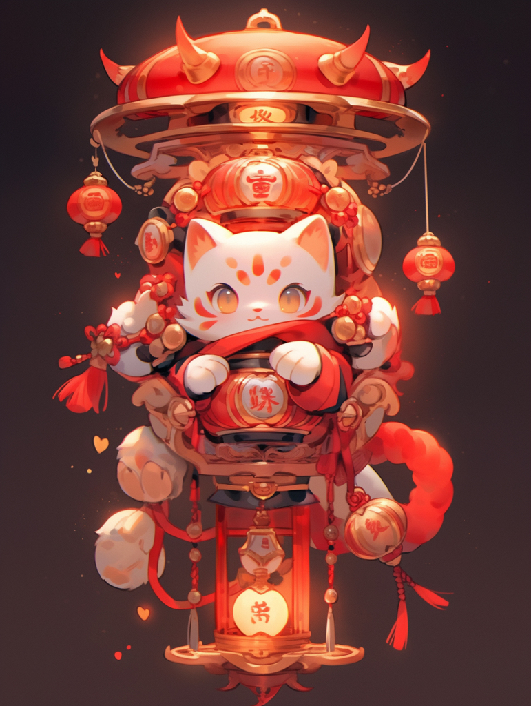 可爱喜庆3d招财猫元素