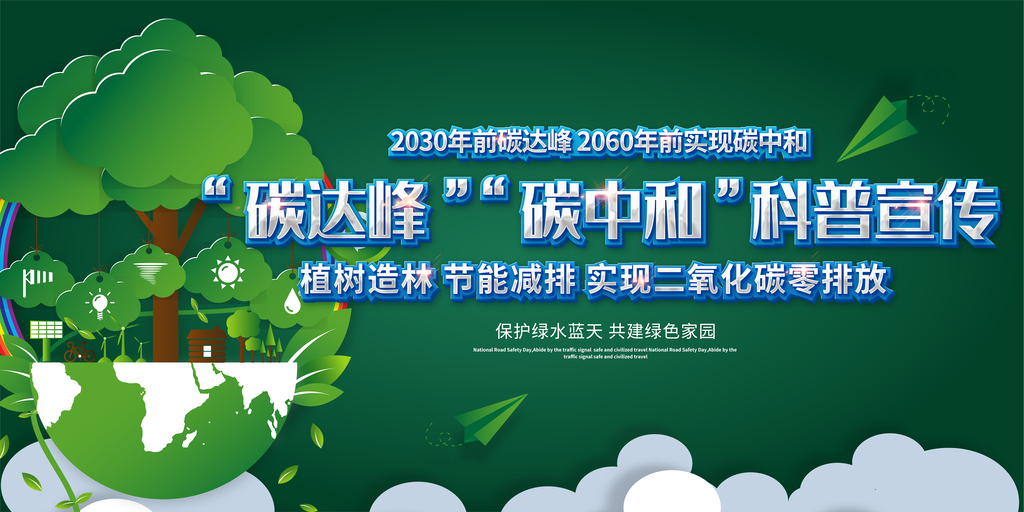 碳中和碳达峰环保展板