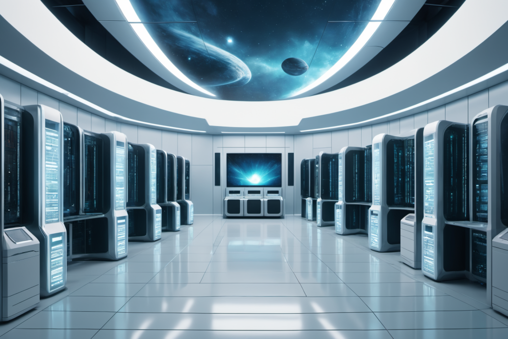 电脑机房室内数据中心科技摄影图片