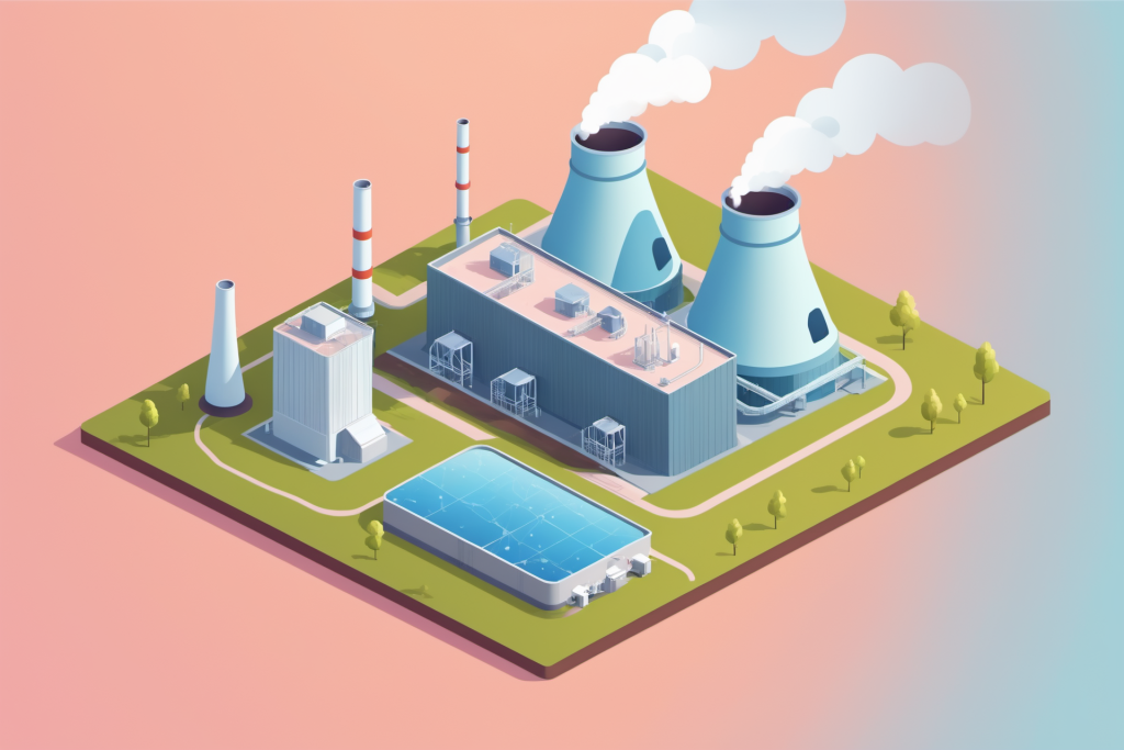 生产厂区发电厂工业工厂立体新能源场景插画