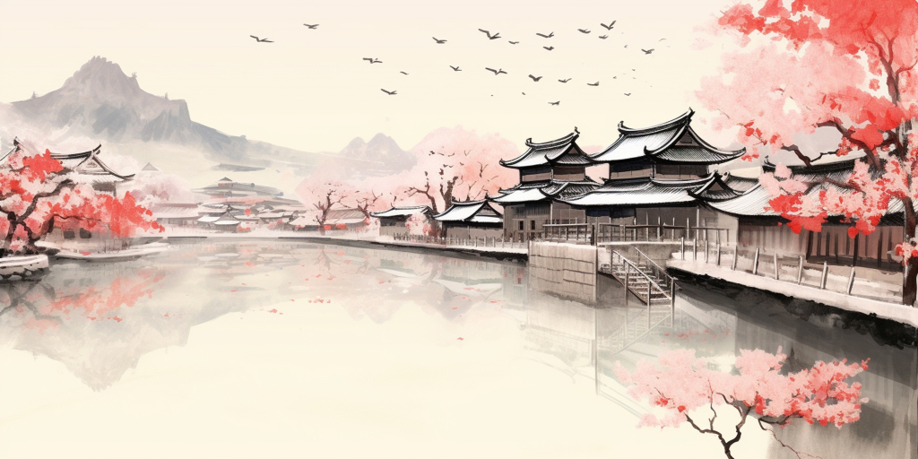 中国风山水花朵树木建筑素材图片jpg下载_编号614885617226095931-设图网