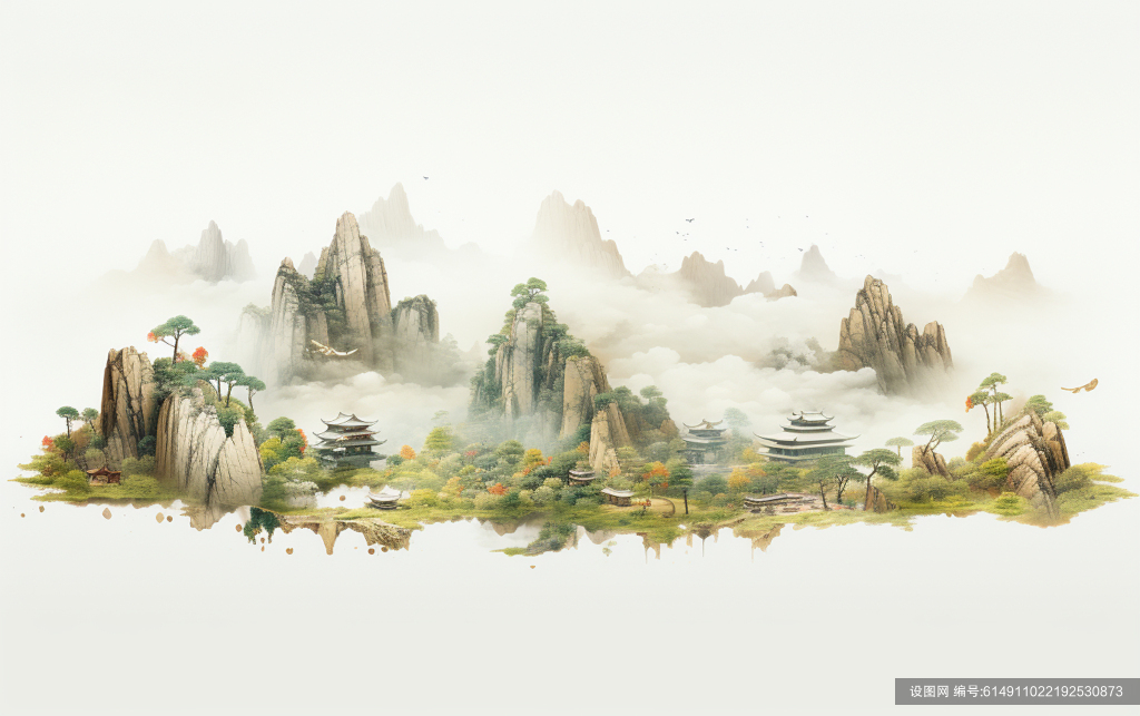 中国风山水古风建筑山水素材图片jpg下载_编号614911022192530873-设图网