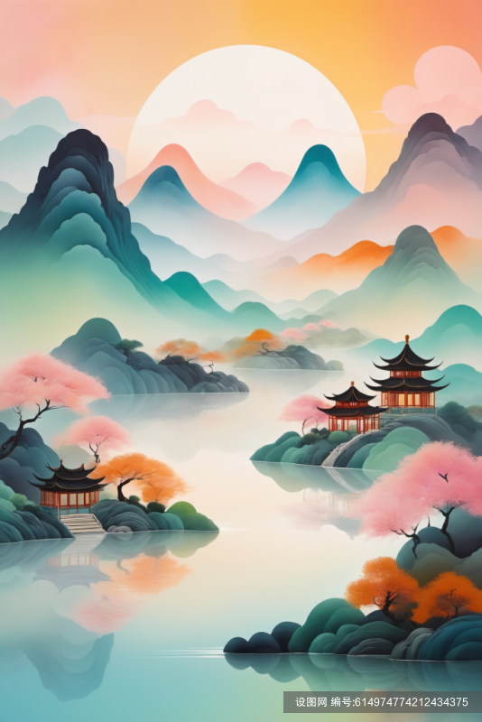 古风古韵国潮山水插画背景图png下载_编号614974774212434375-设图网