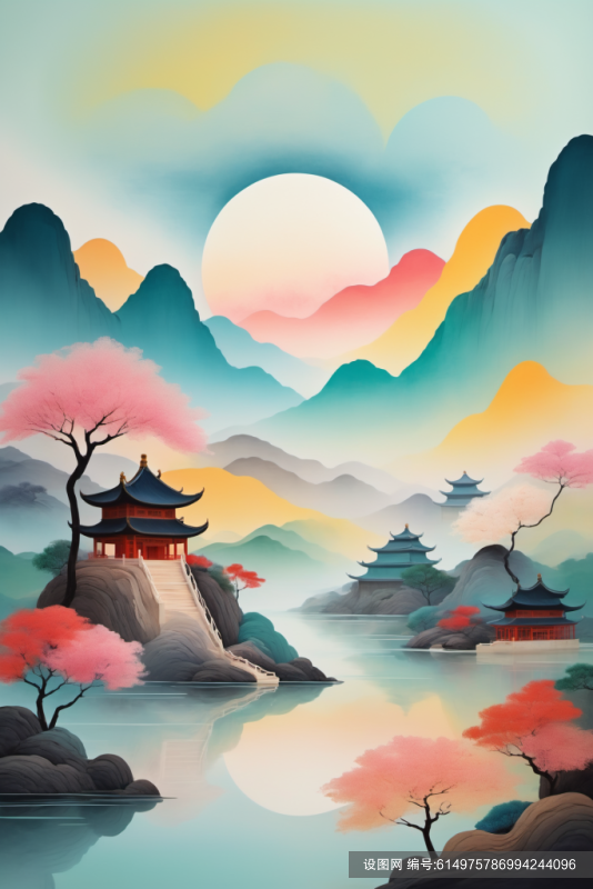 古风古韵国潮山水插画背景图png下载_编号614975786994244096-设图网