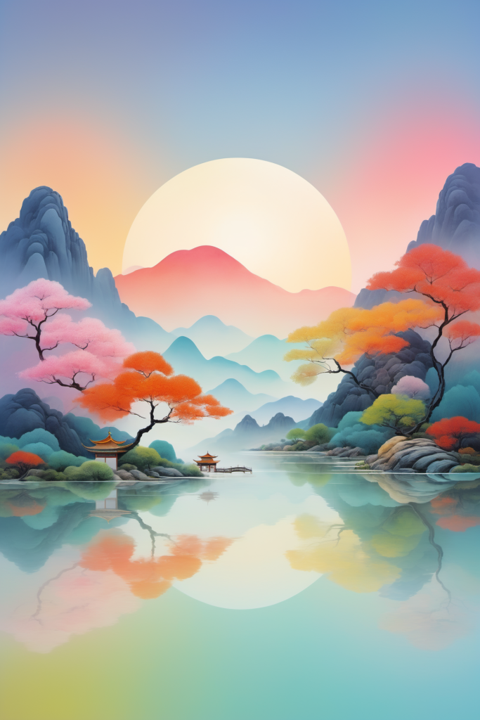中国风国潮山水插画背景图png下载_编号614996043322495747-设图网