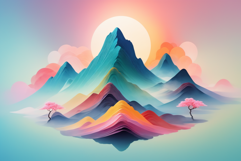 古韵禅意山水国潮山水插画背景图