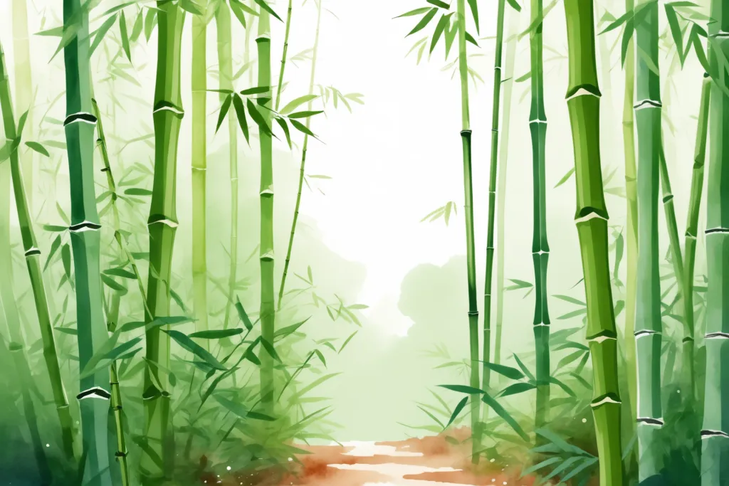 艺术设计中国风竹子竹林自然风景插画