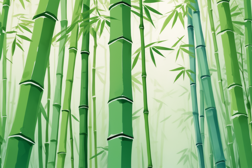 春意盎然中国风竹子竹林自然风景插画