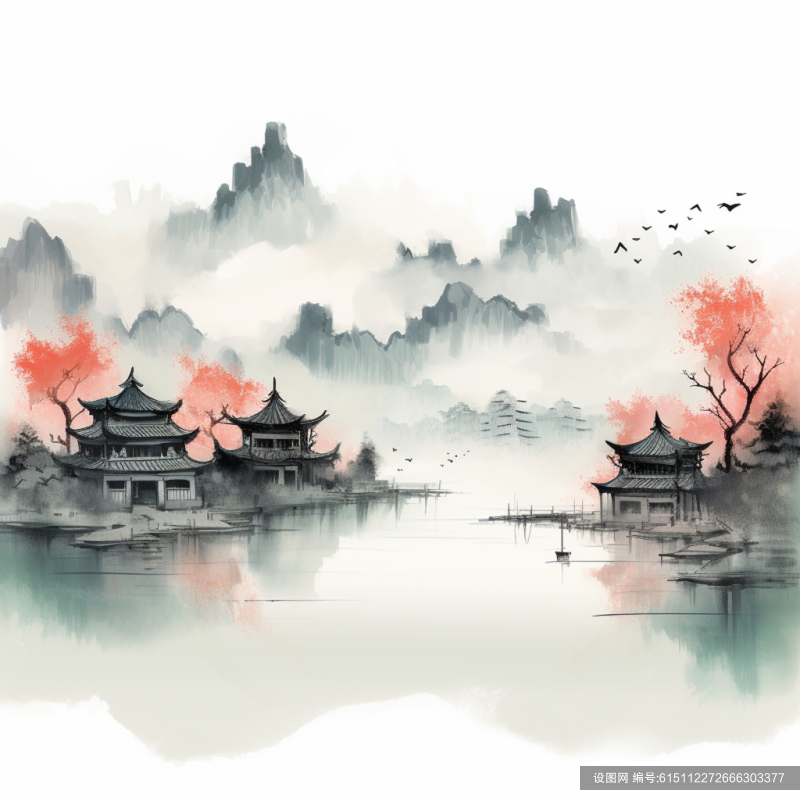 古风建筑山水植物风景素材图片jpg下载_编号615112272666303377-设图网