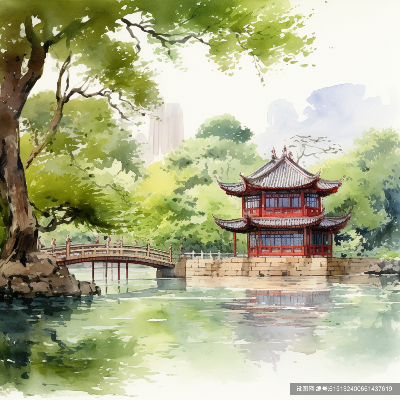 中国风建筑山水水墨山水素材图片jpg下载_编号615132400661437619-设图网