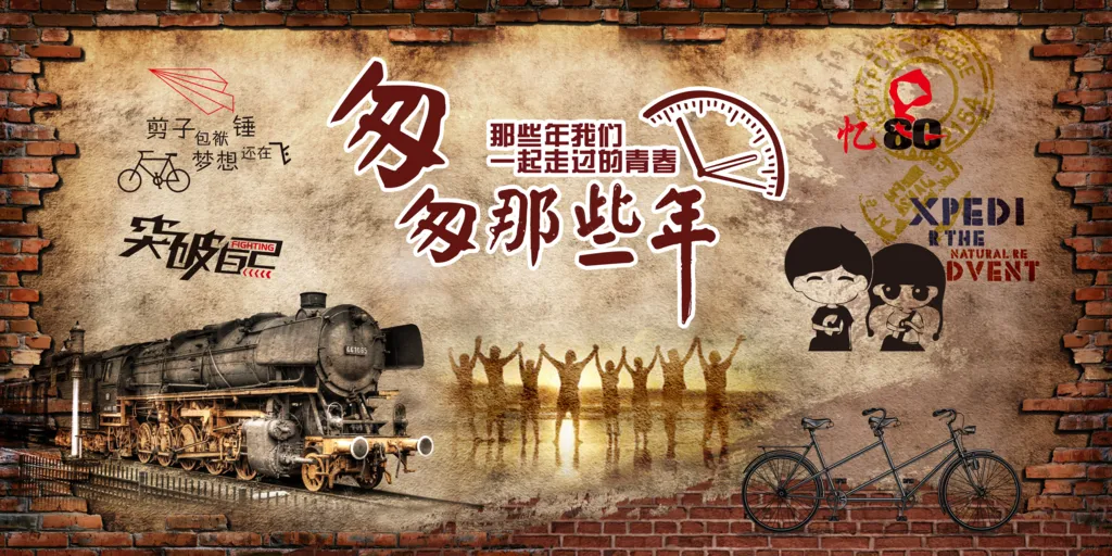 复古怀旧同学会背景墙