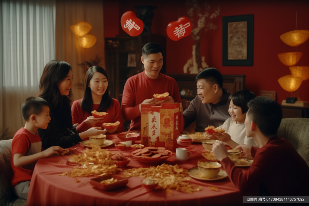 幸福团聚新年年夜饭阖家团圆摄影图png下载_编号617084384146757692-设图网