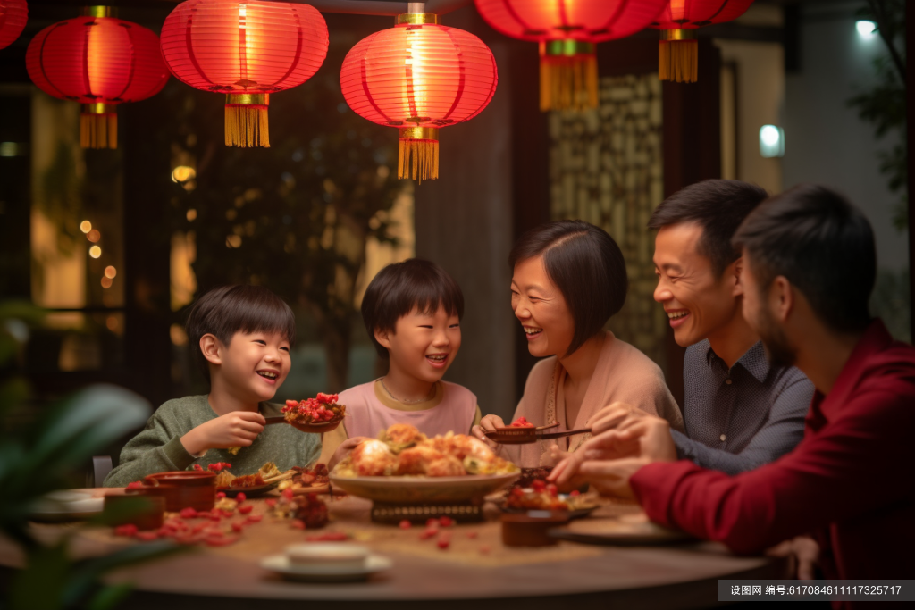 幸福团聚新年年夜饭阖家团圆摄影图png下载_编号617084611117325717-设图网