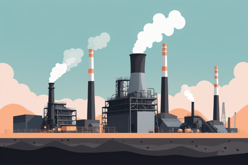 化学燃料电厂火电厂场景插画图片