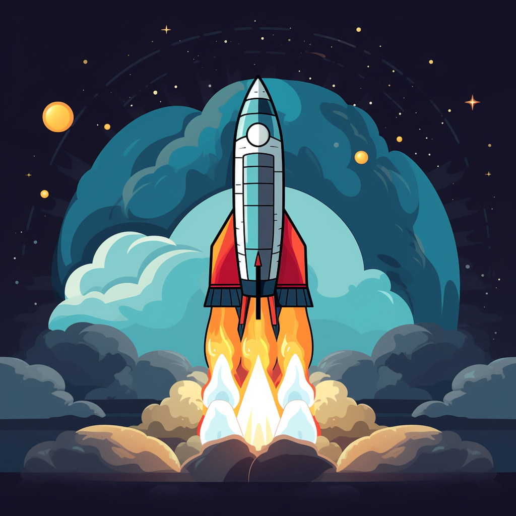 简约星空火箭素材图片