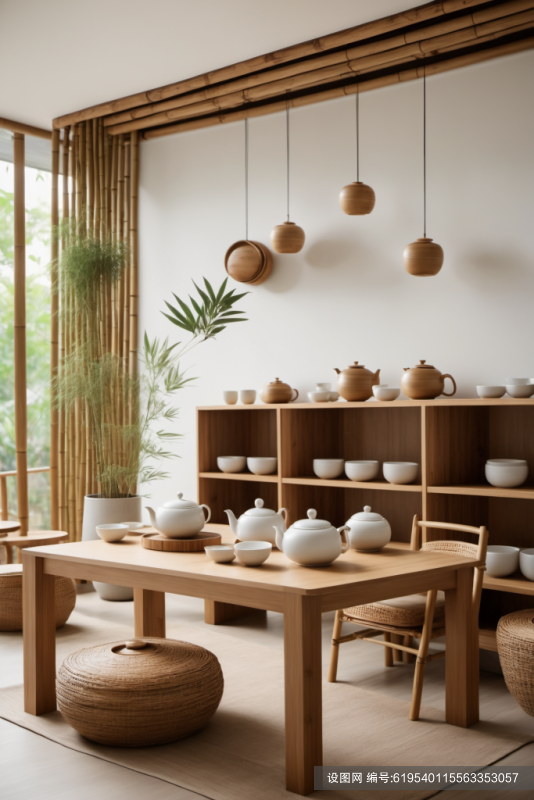 禅意茶艺茶室室内设计效果图摄影图png下载_编号619540115563353057-设图网