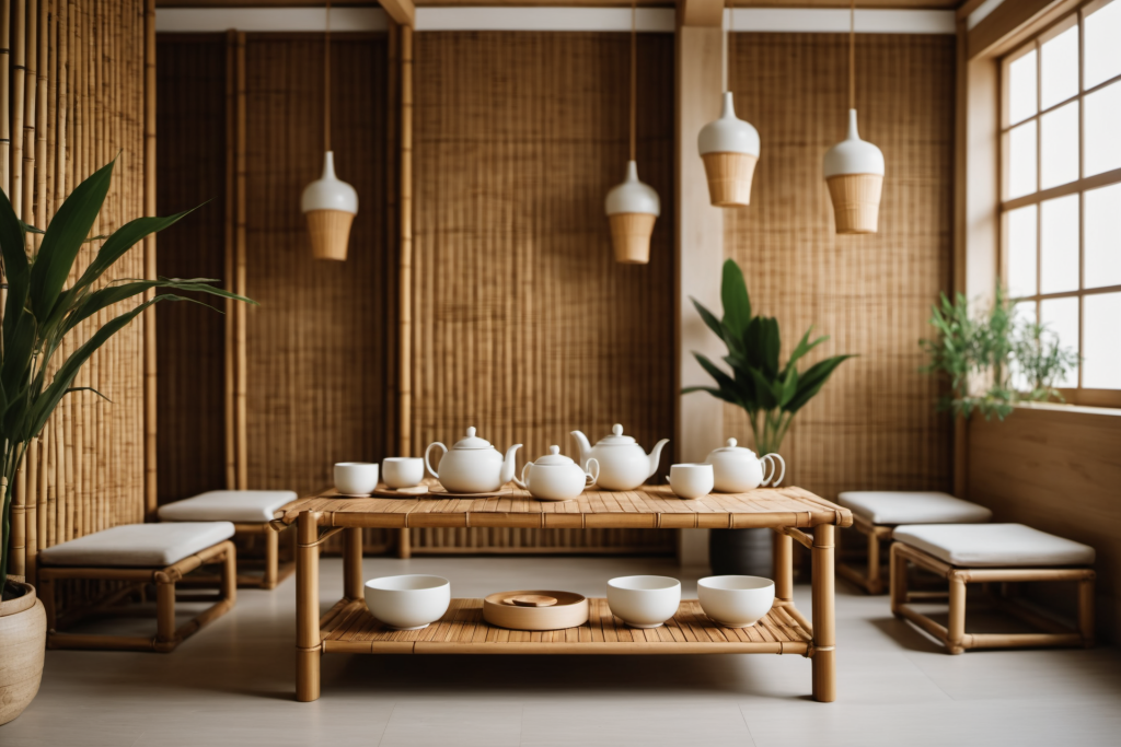 简约茶艺茶室室内设计效果图摄影图png下载_编号619737610969030349-设图网